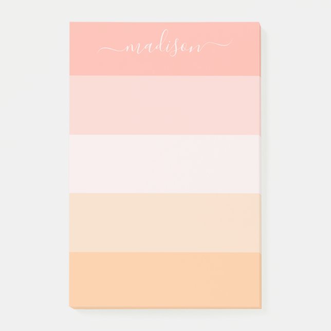 Notas Post-it® Moderno nombre rayado rosa de color rosa Post-It N (Anverso)