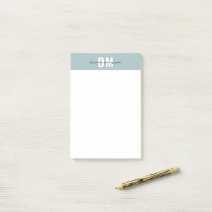 Notas Post-it® Moderno Pastel Azul y Guión Inicial Monogramado