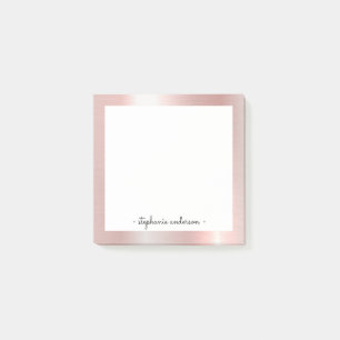Notas Post-it® Moderno Rosa de oro cepillado metálico personaliz