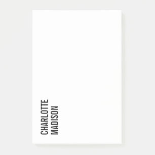 Notas Post-it® Moderno Simple Blanco Negro Minimalista Sencillo 