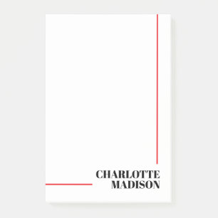 Notas Post-it® Moderno Simple Negro Blanco Moderno Minimalista Pl