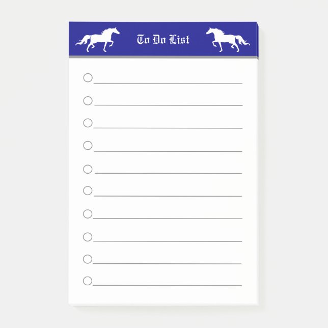 Notas Post-it® Moderno y elegante dos caballos en azul y blanco (Anverso)