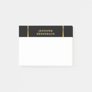 Notas Post-it® Moderno y elegante profesional en negro y oro