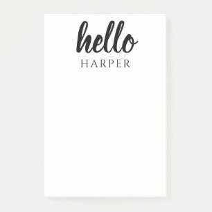 Notas Post-it® Moderno Y Mínimo Negro Y Blanco Hola Y Usted Nombr