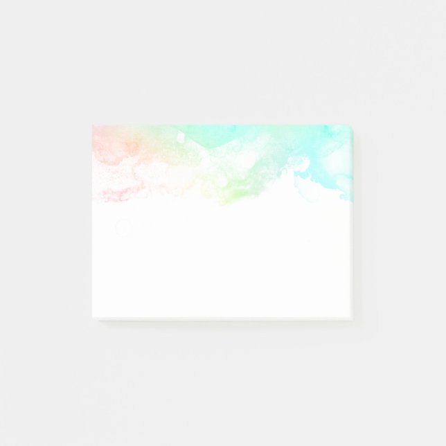 Notas Post-it® Modernos Abstractos Aguas Verdes y Azules Swirls (Anverso)