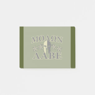 Notas Post-it® Molon Labe Spartan 5 estrellas Olive Green