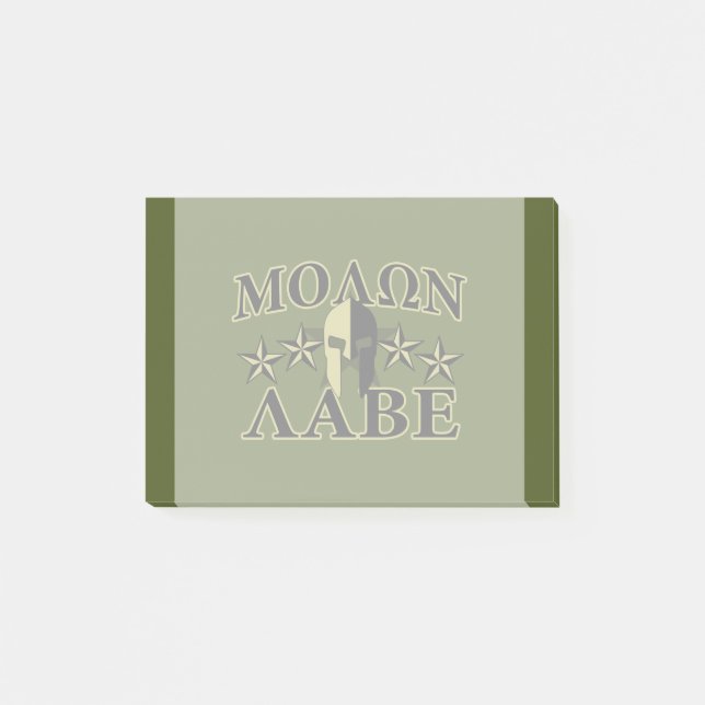 Notas Post-it® Molon Labe Spartan 5 estrellas Olive Green (Anverso)