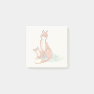 Notas Post-it® Momma Fox y Baby Watercolor Ilustracion