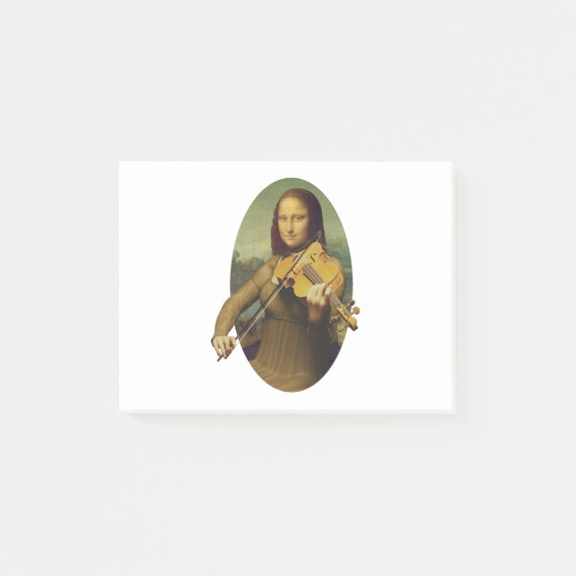 Notas Post-it® Mona Lisa Practicando Violín o Viola (Anverso)