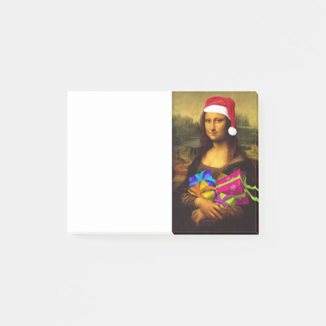 Notas Post-it® Mona Lisa Viene Como Santa Claus (Anverso)