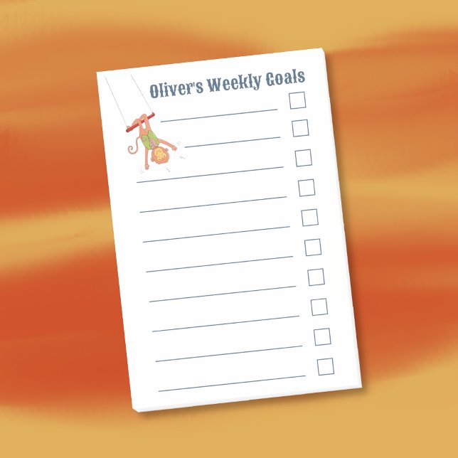 Notas Post-it® Monkey on a Trapeze Kid Weekly Goals Notes (Cute monkey sticky notes for kids to keep track of their weekly goals . )