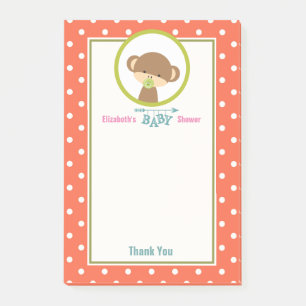 Notas Post-it® Mono lindo bebé con un pacificador con puntos de p