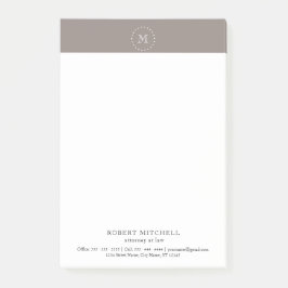 Notas Post-it® Monogram Brown Elegant Professional Post-it® Notes