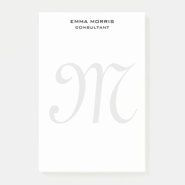 Notas Post-it® Monogram Modern Simple Minimalist Plain (Anverso)