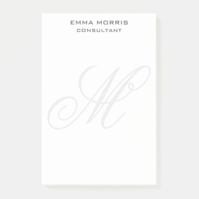 Notas Post-it® Monogram Modern Simple Minimalist Plain (Anverso)