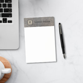 Notas Post-it® Monogram Name Genuine Cowhide Leather Look