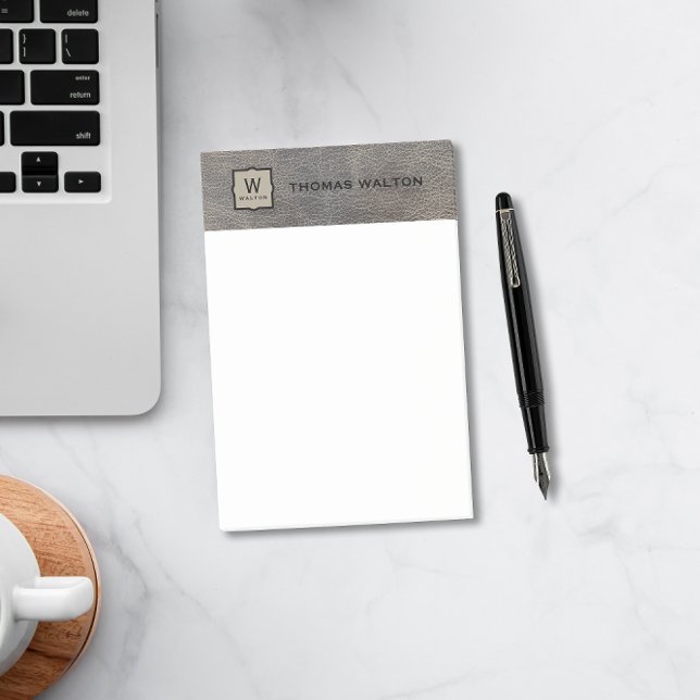 Notas Post-it® Monogram Name Genuine Cowhide Leather Look (Subido por el creador)