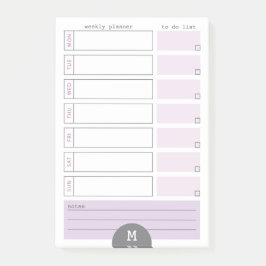 Notas Post-it® Monogram Weekly Planner Lilac publica