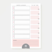 Monogram Weekly Planner Peony Post señala