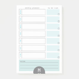 Notas Post-it® Monogram Weekly Planner Verde azulado publica