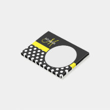 Monograma amarillo Polka blanco negro punto