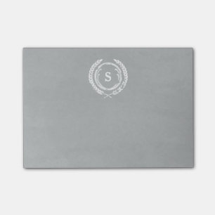 Notas Post-it® Monograma apenado gris del laurel