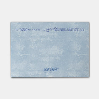 Notas Post-it® Monograma azul del personalizado del dibujo lineal