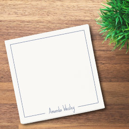 Notas Post-it® Monograma azul Minimalista simple nombre completo