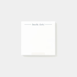 Notas Post-it® Monograma azul oscuro mínimo Nombre completo