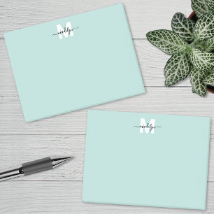 Notas Post-it® Monograma Azul Turquesa