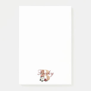 Notas Post-it® Monograma B, diseño floral de bonito,