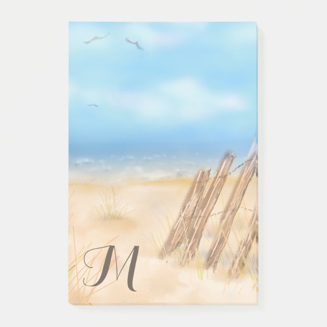 Notas Post-it® Monograma Beach Scene | Tu Personalizar (Anverso)