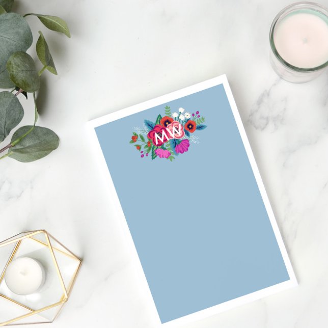 Notas Post-it® Monograma blanco de morado rosado Boho Florals (Subido por el creador)