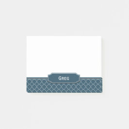 Notas Post-it® Monograma blanco de Quatrefoil de la mirada del