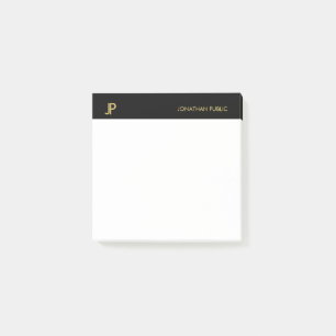 Notas Post-it® Monograma blanco dorado blanco moderno plantilla s