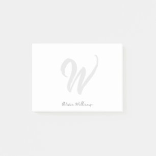 Notas Post-it® Monograma blanco negro moderno Minimalista elegant