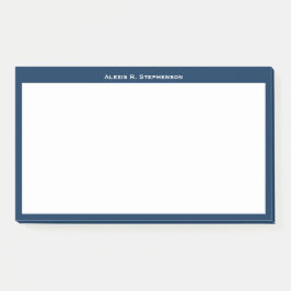 Notas Post-it® Monograma blanco o nombre en borde azul marino