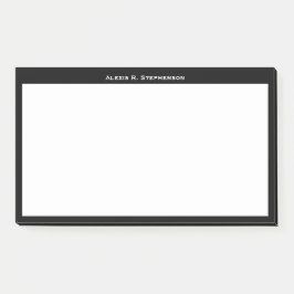 Notas Post-it® Monograma blanco o nombre en borde negro
