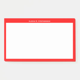 Notas Post-it® Monograma blanco o nombre en borde rojo