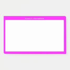 Notas Post-it® Monograma blanco o nombre en borde rosa magenta