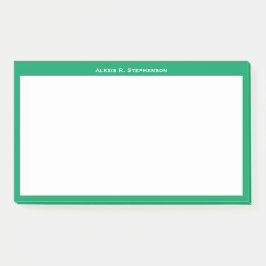 Notas Post-it® Monograma blanco o nombre en borde verde trébol