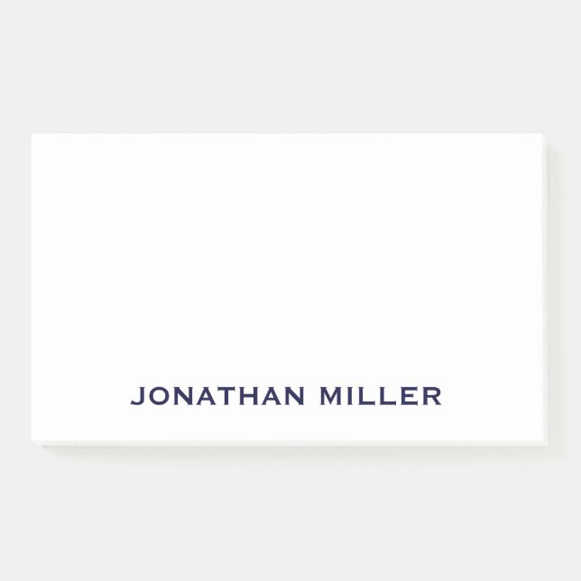 Notas Post-it® Monograma blanco y azul de la marina personalizada (Anverso)