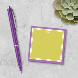 Notas Post-it® Monograma Bordes Púrpura Chartreuse