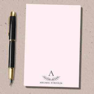 Notas Post-it® Monograma botánico de Moda rosa elegante de Rubor