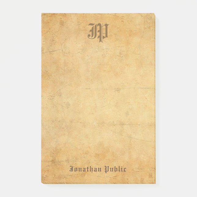 Notas Post-it® Monograma caligrafiado elegante de plantilla de ép (Anverso)