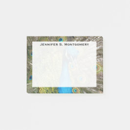 Notas Post-it® Monograma Capucha de pavo real azul turquesa