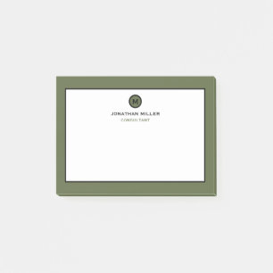 Notas Post-it® Monograma clásico de oliva minimalista