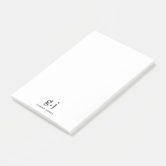 Notas Post-it® Monograma Clásico Elegante Mínimo Blanco Negro