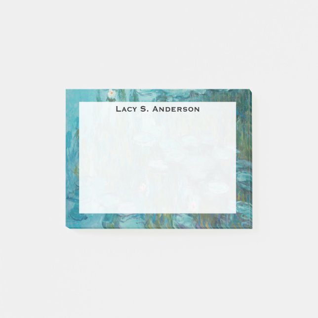 Notas Post-it® Monograma Claude Monet, Water Lilies, 1915, Aqua (Anverso)