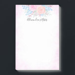 Notas Post-it® Monograma color de agua Bouquet rosas rosas rosas<br><div class="desc">Aire de acuarela pastel con rosas rosas rosas rosas,  hojas azules,  ramas beige con capuchas rosas y hierba verde. Nombre del personalizable. Las gotas de color rosa claro. Un regalo personalizado,  romántico y elegante. Diseño acuático moderno.</div>